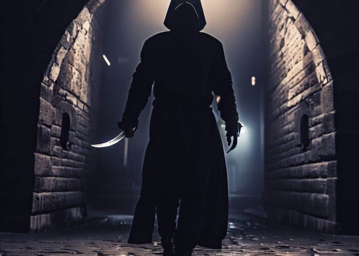 Asesino Callejón Valencia Silueta asesino callejón oscuro ruta Camins Criminals Valencia CaminArt